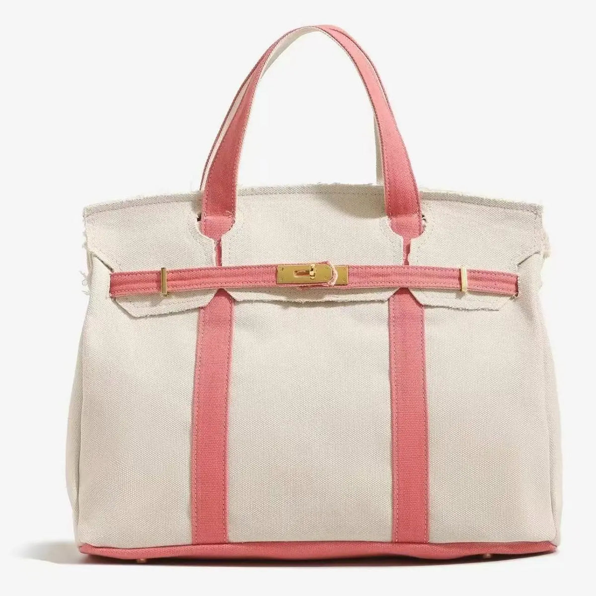 Women's 2026 New Chic Canvas Tote - Colorblock Bag, Elegant Commuter Work Bag for Women, Distressed Lightweight Roomy Everyday Purse Handbag