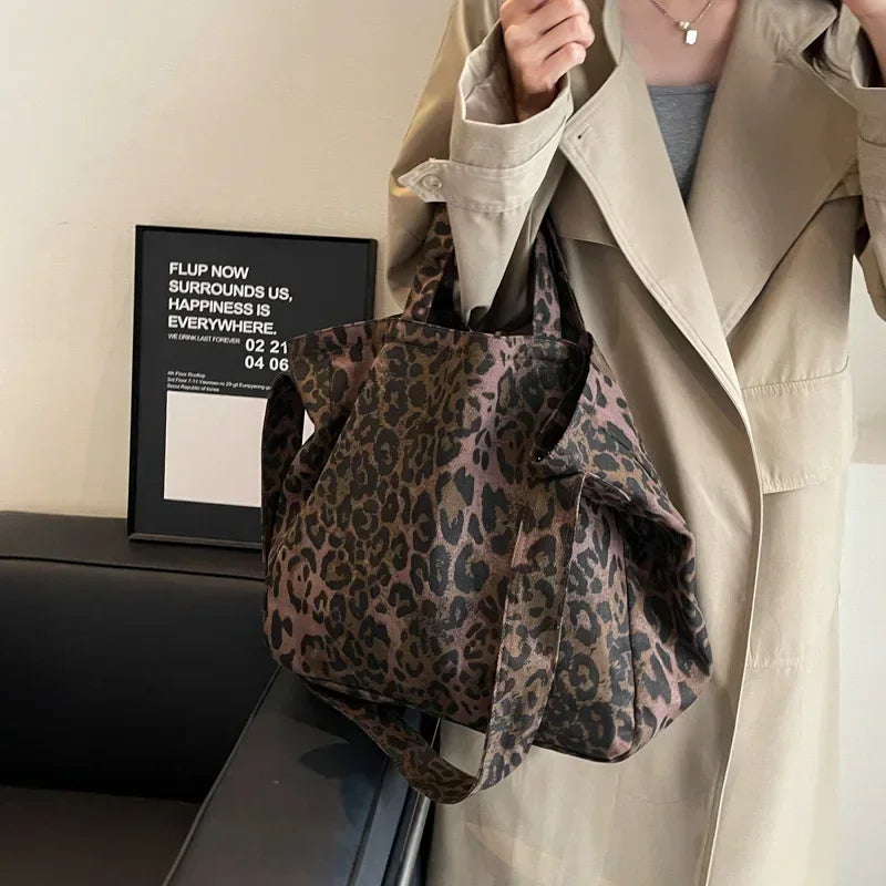 Women's Leopard Print Oversized Crossbody Bag