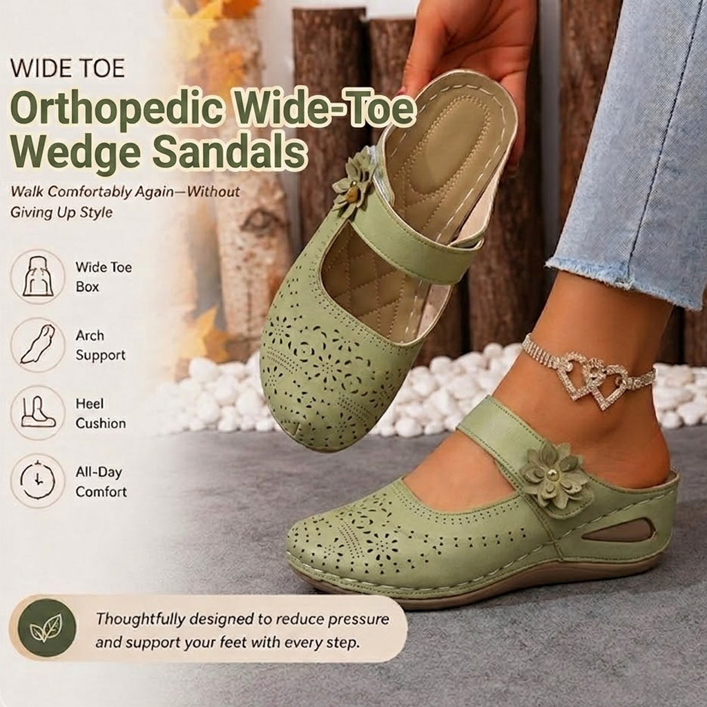 Orthopedic Wide-Toe Wedge Sandals – Lightweight & Non-Slip