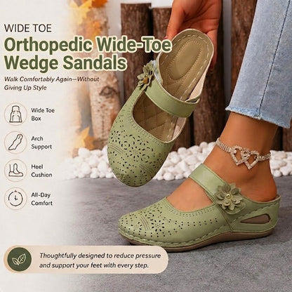 Orthopedic Wide-Toe Wedge Sandals – Lightweight & Non-Slip
