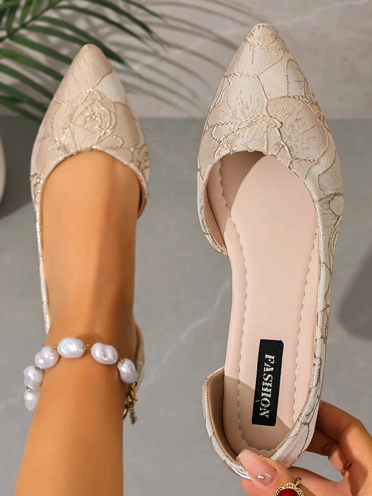 Damen Modische Colorblock Print Flats