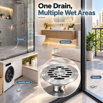 🚿 Stainless Steel Floor Drain with Odor-Blocking Core & Fast Drainage