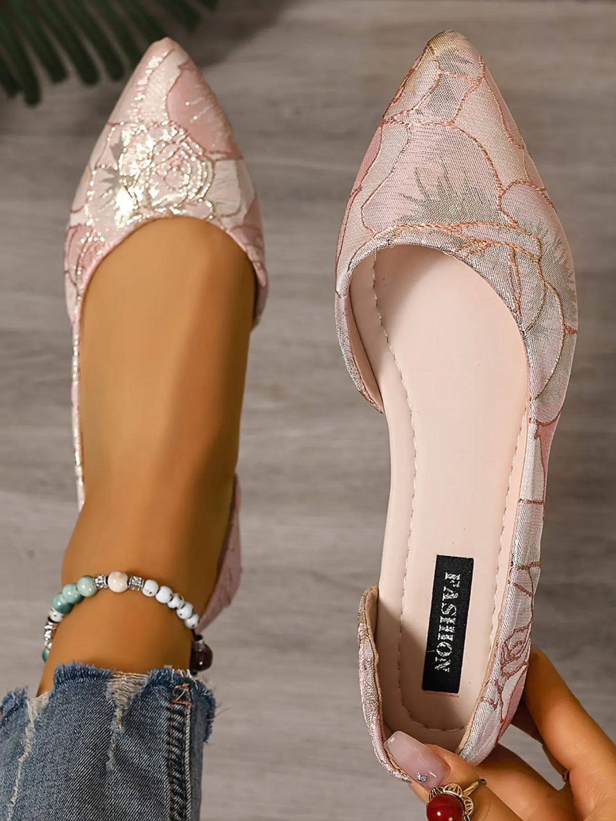 Damen Modische Colorblock Print Flats