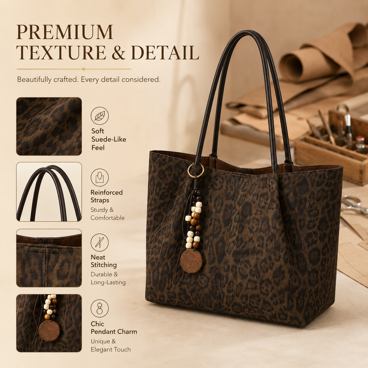 Velmora Leopard Tote – Geräumiger Alltagsstil für jeden Anlass