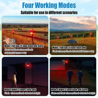 🚨 Solar Sound and Light Alarm Motion Sensor - 129dB Outdoor Security Siren, Waterproof Wall Mounted Red Light Motion Detector with 4 Modes for Home, Farm & Yard ☀️🛡️