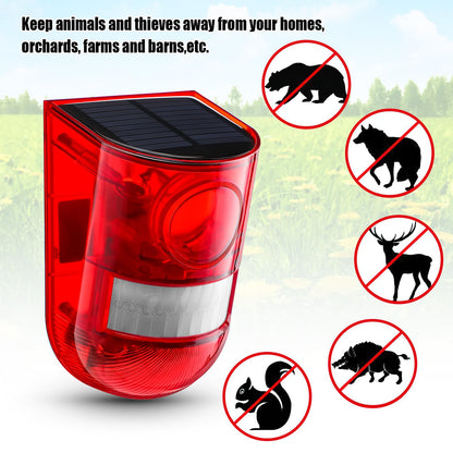 🚨 Solar Sound and Light Alarm Motion Sensor - 129dB Outdoor Security Siren, Waterproof Wall Mounted Red Light Motion Detector with 4 Modes for Home, Farm & Yard ☀️🛡️