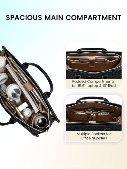 2 Pcs Quilted Laptop Tote Bag, 15.6" 17"