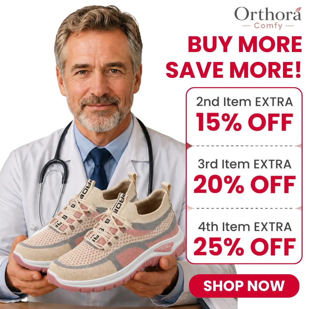 Orthora Comfy – Bequeme orthopädische Sneaker für Senioren mit Fußgewölbestütze