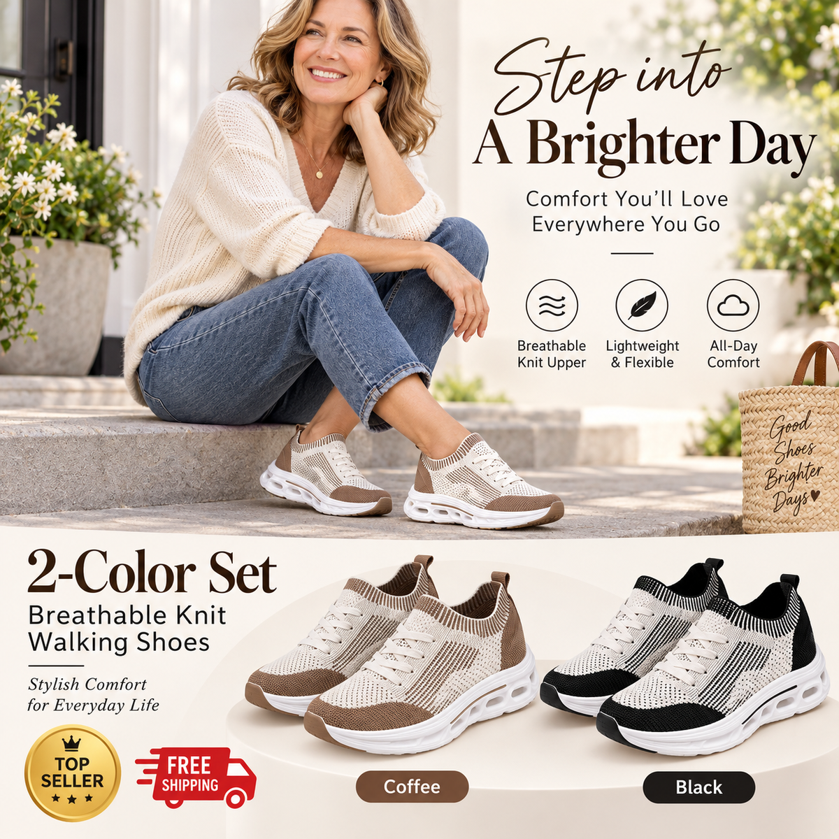 Women’s Breathable Knit Walking Shoes – Lightweight & Supportive Comfort