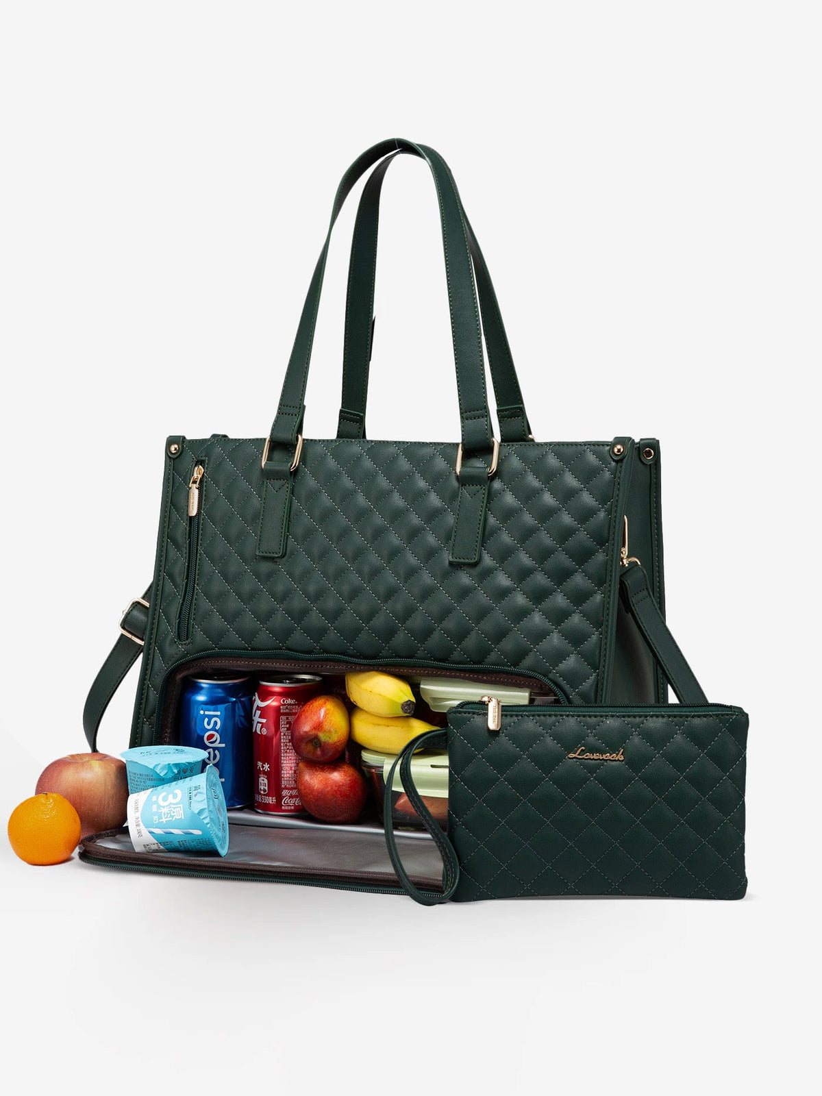 2Pcs Lunch Tote Shoulder Bag, 15.6"