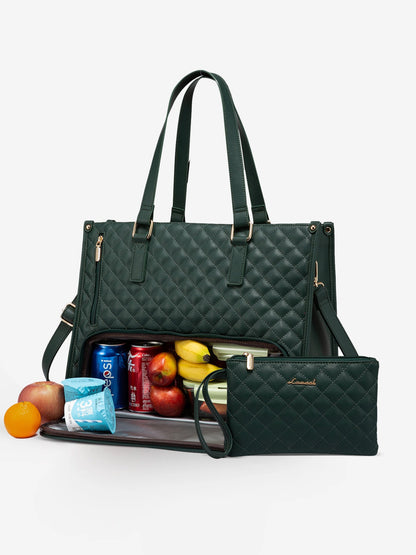 2Pcs Lunch Tote Shoulder Bag, 15.6"