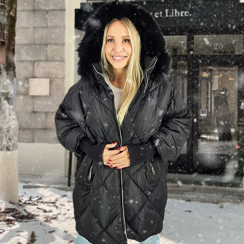 ✨Women’s Fashion Mid-length Parka 🧥 – Autumn And Winter Knit Sleeve Patchwork, Flattering Fit for Cold Days