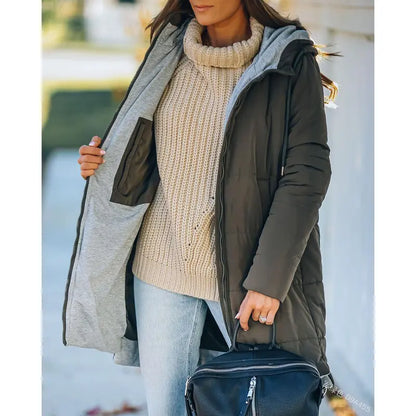 Imily Bela Womens Warm Puffer Down Jacket Hooded Winter Casual Lightweight Mid Quilted Coat with Pockets