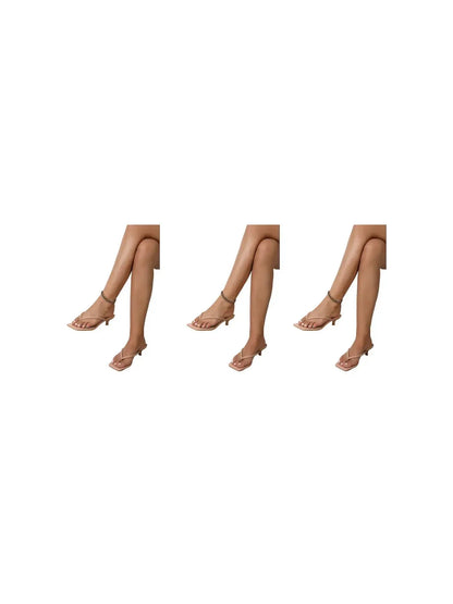 Sommer-Outfits einfarbige offene Schuhe mit eckiger Zehenpartie und mittelhohem Absatz