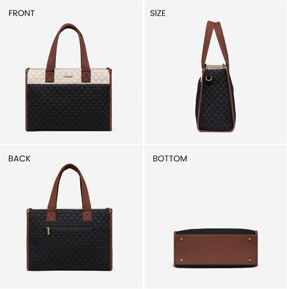2Pcs Quilted Work Tote Bag, 15.6" 17.3"