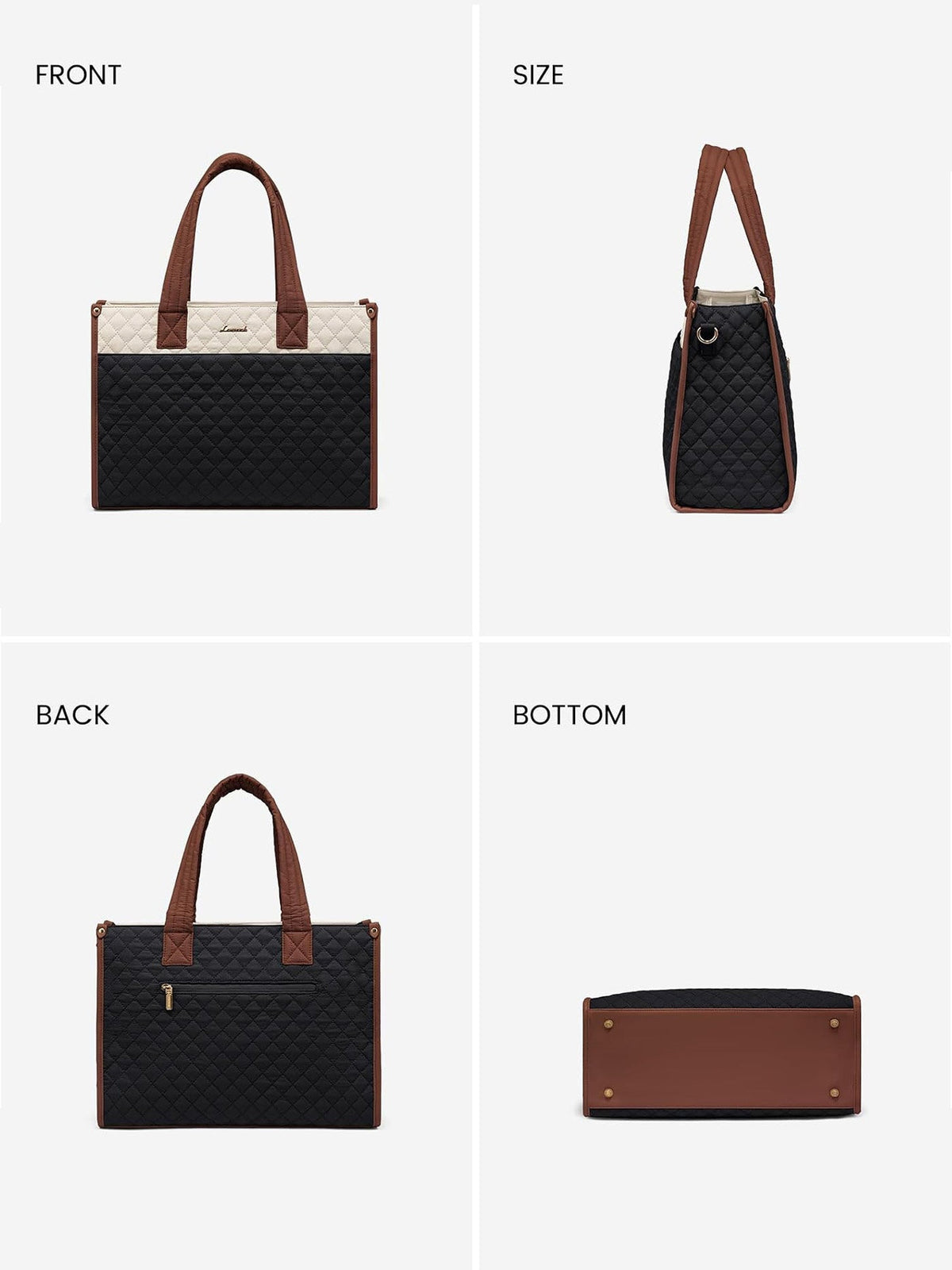 2Pcs Quilted Work Tote Bag, 15.6" 17.3"
