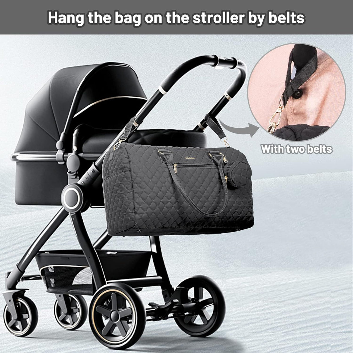 5Pcs Quilted Diaper Tote Bag