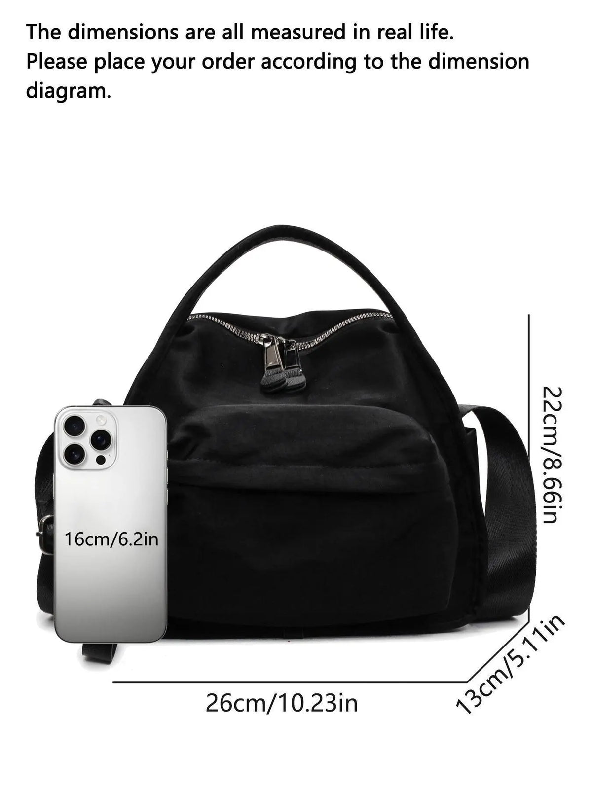 Ladies' elegant solid color shoulder bag, fashionable zipper All Match crossbody bag for daily use, simple solid color, casual trend versatile high-quality commuter shoulder bag, Fabric shoulder bags, Crossbody handbags