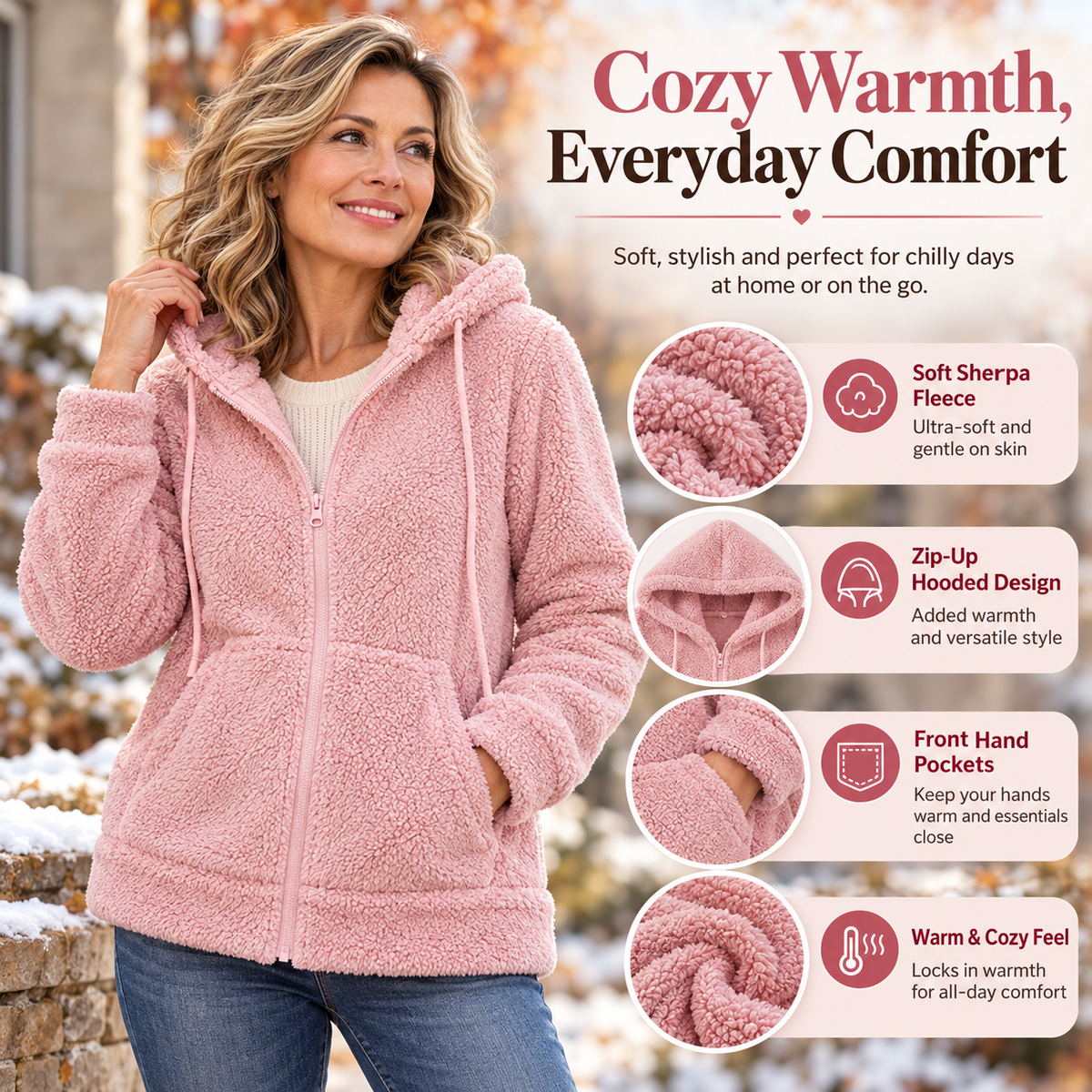 2026 Autumn and Winter Cross-Border Women's Hooded Zipper Teddy Fleece Sweatshirt Thickened Warm Plush Cardigan Jacket