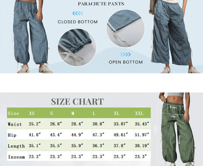 Yeokou Women Pants Elastic High Waist Full Twist Hiking Cargo Pants Basic Trousers Bottom  Womenswear Chic Summer