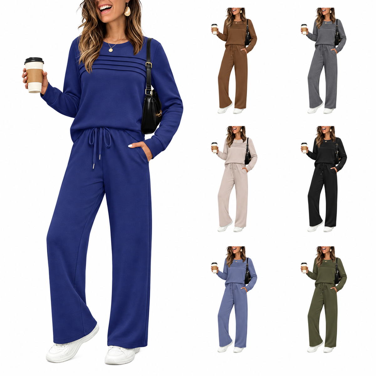 🔥LAST DAY SALE 60% OFF👍✨Women's Crew Neck Top & Drawstring Pants Set