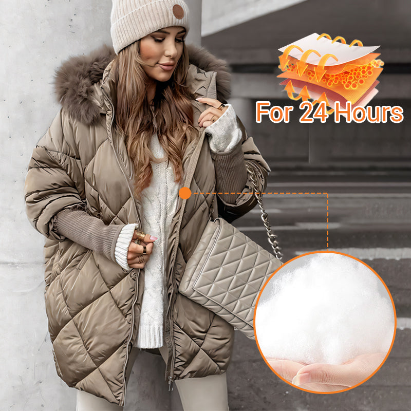 ✨Women’s Fashion Mid-length Parka 🧥 – Autumn And Winter Knit Sleeve Patchwork, Flattering Fit for Cold Days