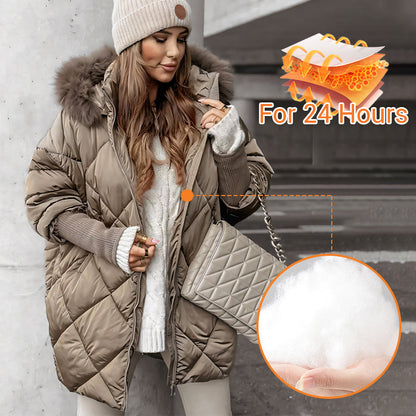 ✨Women’s Fashion Mid-length Parka 🧥 – Autumn And Winter Knit Sleeve Patchwork, Flattering Fit for Cold Days