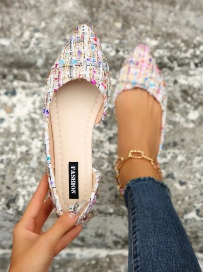 Damen Modische Colorblock Print Flats