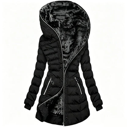 ❄️Warmth Without the Bulk | Women's Plush-Lined Hooded Mid-Length Coat⚡ Free Shipping