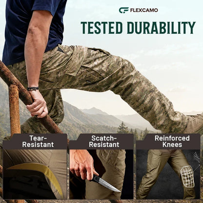 FlexCamo – Herren-Taktikhose, wasserdicht, 9 Taschen, Straight Fit