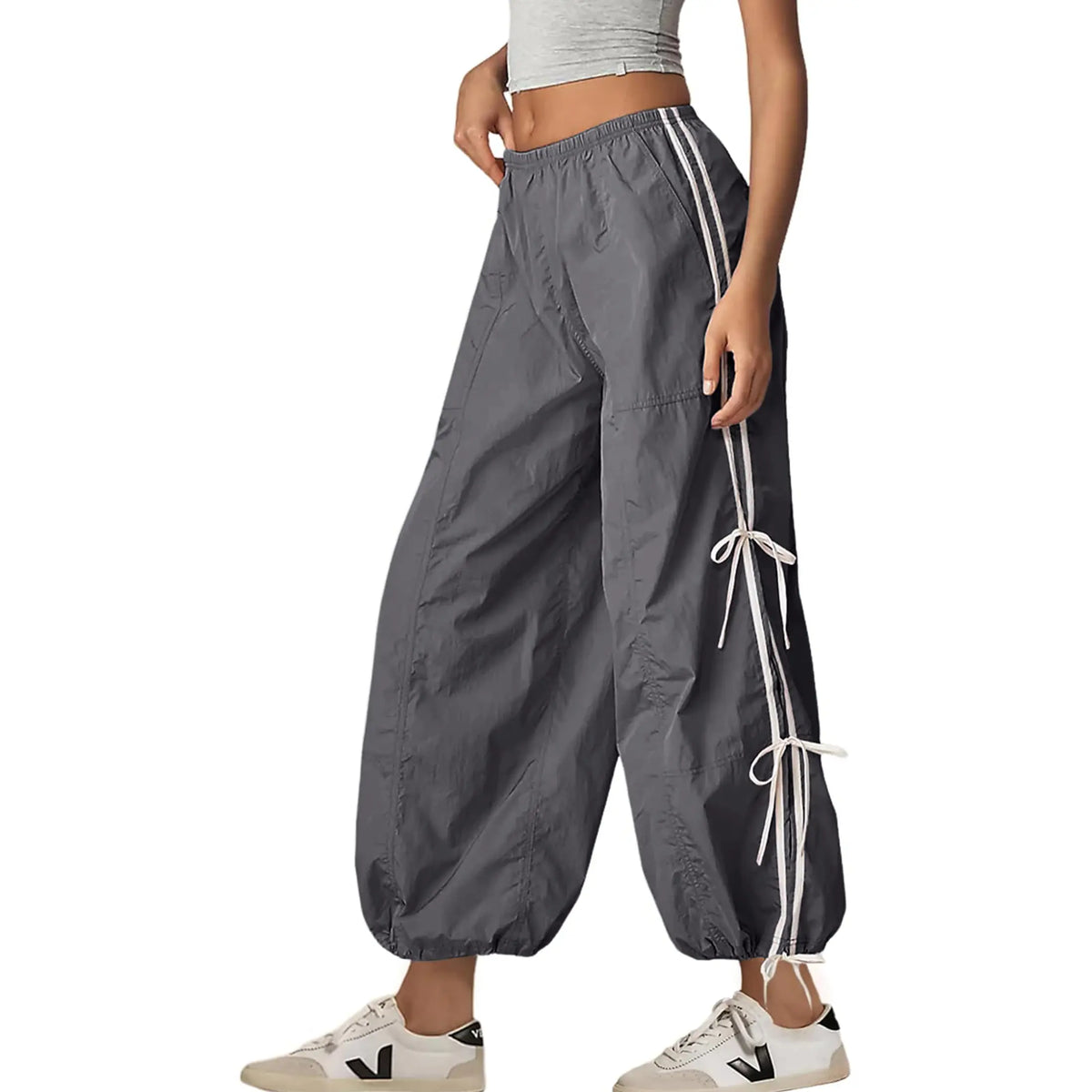 Yeokou Women Pants Elastic High Waist Full Twist Hiking Cargo Pants Basic Trousers Bottom  Womenswear Chic Summer