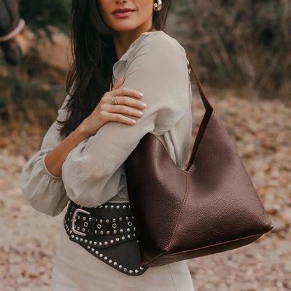 Portland Leather Naomi Shoulder Bag - Real Leather Crossbody & Slouchy Hobo Purse for Women
