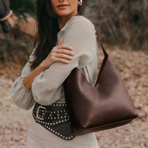 Portland Leather Naomi Shoulder Bag - Real Leather Crossbody & Slouchy Hobo Purse for Women