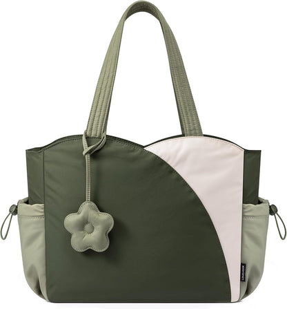LOVEVOOK Tote Bag for Women, Puffer Work Bags with Zipper for Daily Travel College, Teacher Nurse Laptop Handbags Purses Gift
