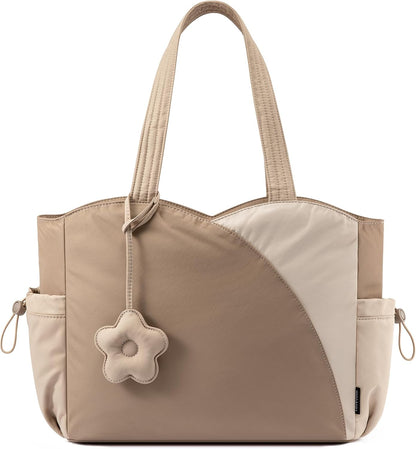 LOVEVOOK Tote Bag for Women, Puffer Work Bags with Zipper for Daily Travel College, Teacher Nurse Laptop Handbags Purses Gift