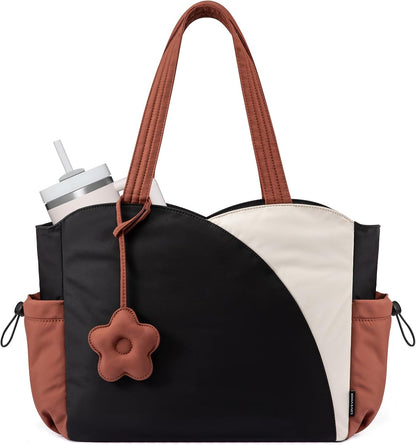 LOVEVOOK Tote Bag for Women, Puffer Work Bags with Zipper for Daily Travel College, Teacher Nurse Laptop Handbags Purses Gift