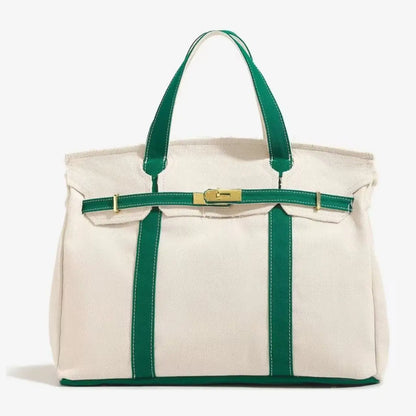Women's 2026 New Chic Canvas Tote - Colorblock Bag, Elegant Commuter Work Bag for Women, Distressed Lightweight Roomy Everyday Purse Handbag
