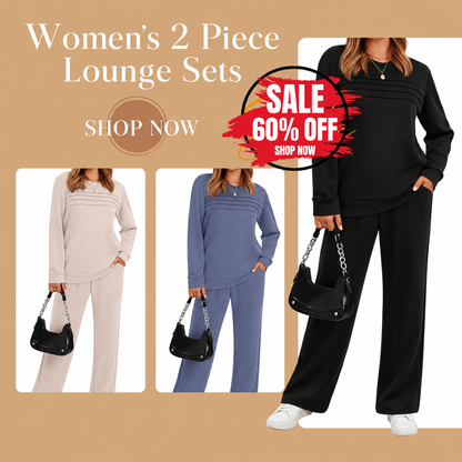 🔥LAST DAY SALE 60% OFF👍✨Women's Crew Neck Top & Drawstring Pants Set