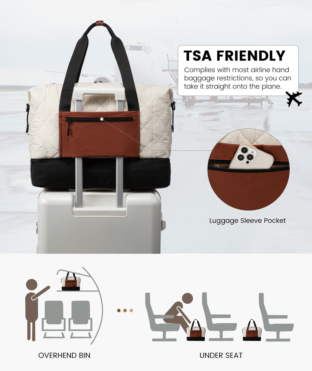 2Pcs Puffer Travel Duffel Bag