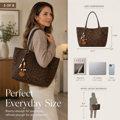 Velmora Leopard Tote – Geräumiger Alltagsstil für jeden Anlass