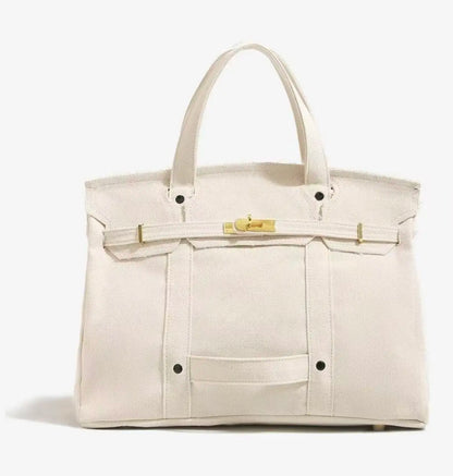 Women's 2026 New Chic Canvas Tote - Colorblock Bag, Elegant Commuter Work Bag for Women, Distressed Lightweight Roomy Everyday Purse Handbag