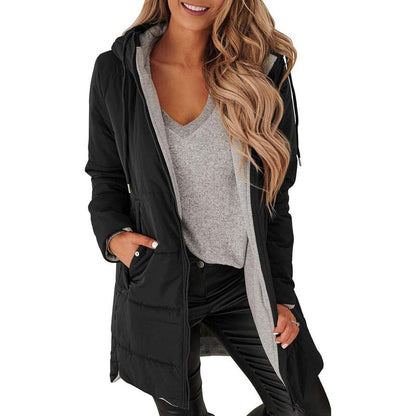 Imily Bela Womens Warm Puffer Down Jacket Hooded Winter Casual Lightweight Mid Quilted Coat with Pockets