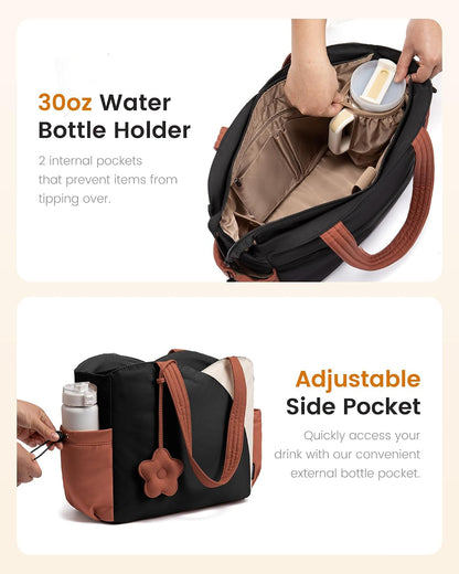 LOVEVOOK Tote Bag for Women, Puffer Work Bags with Zipper for Daily Travel College, Teacher Nurse Laptop Handbags Purses Gift