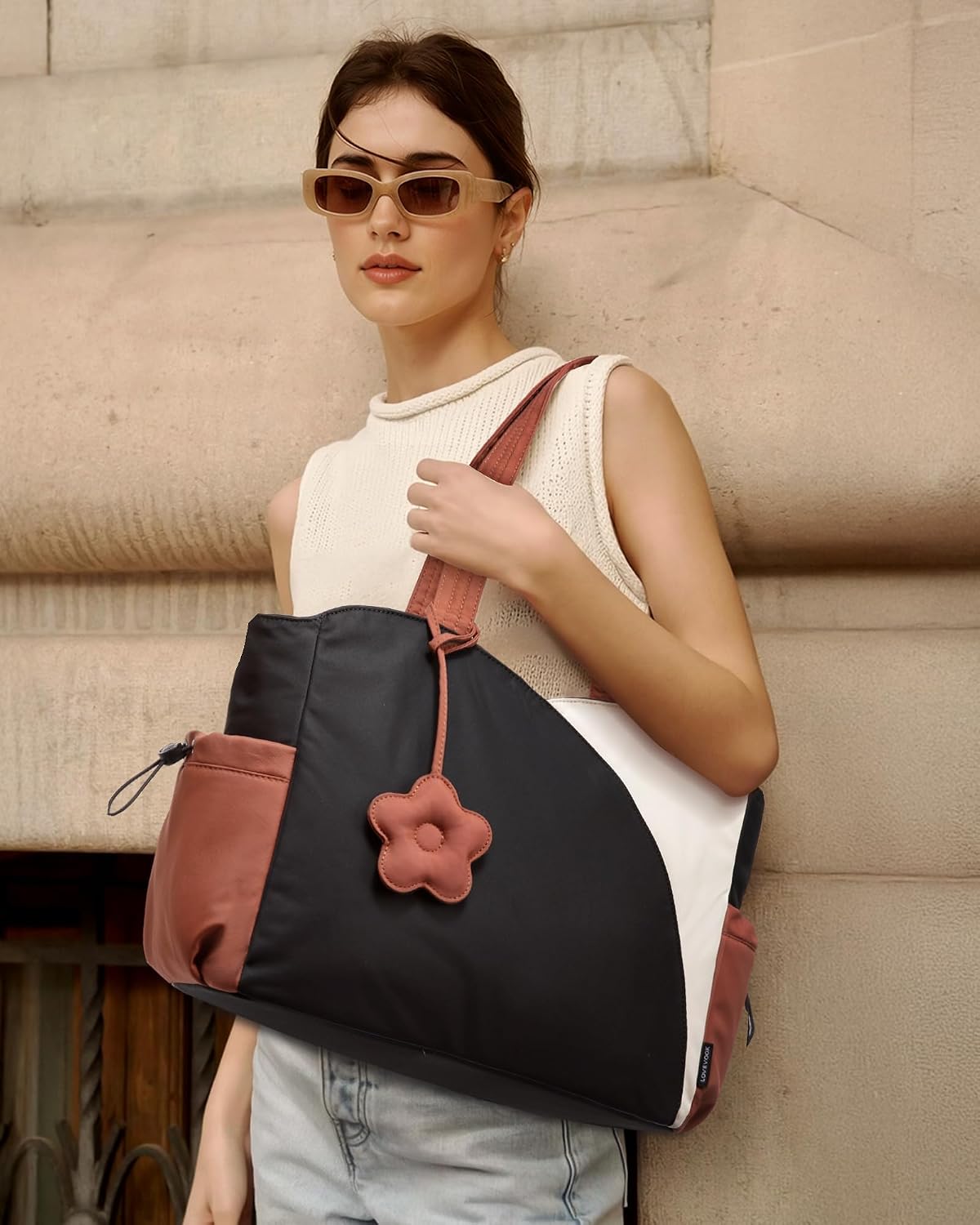 LOVEVOOK Tote Bag for Women, Puffer Work Bags with Zipper for Daily Travel College, Teacher Nurse Laptop Handbags Purses Gift