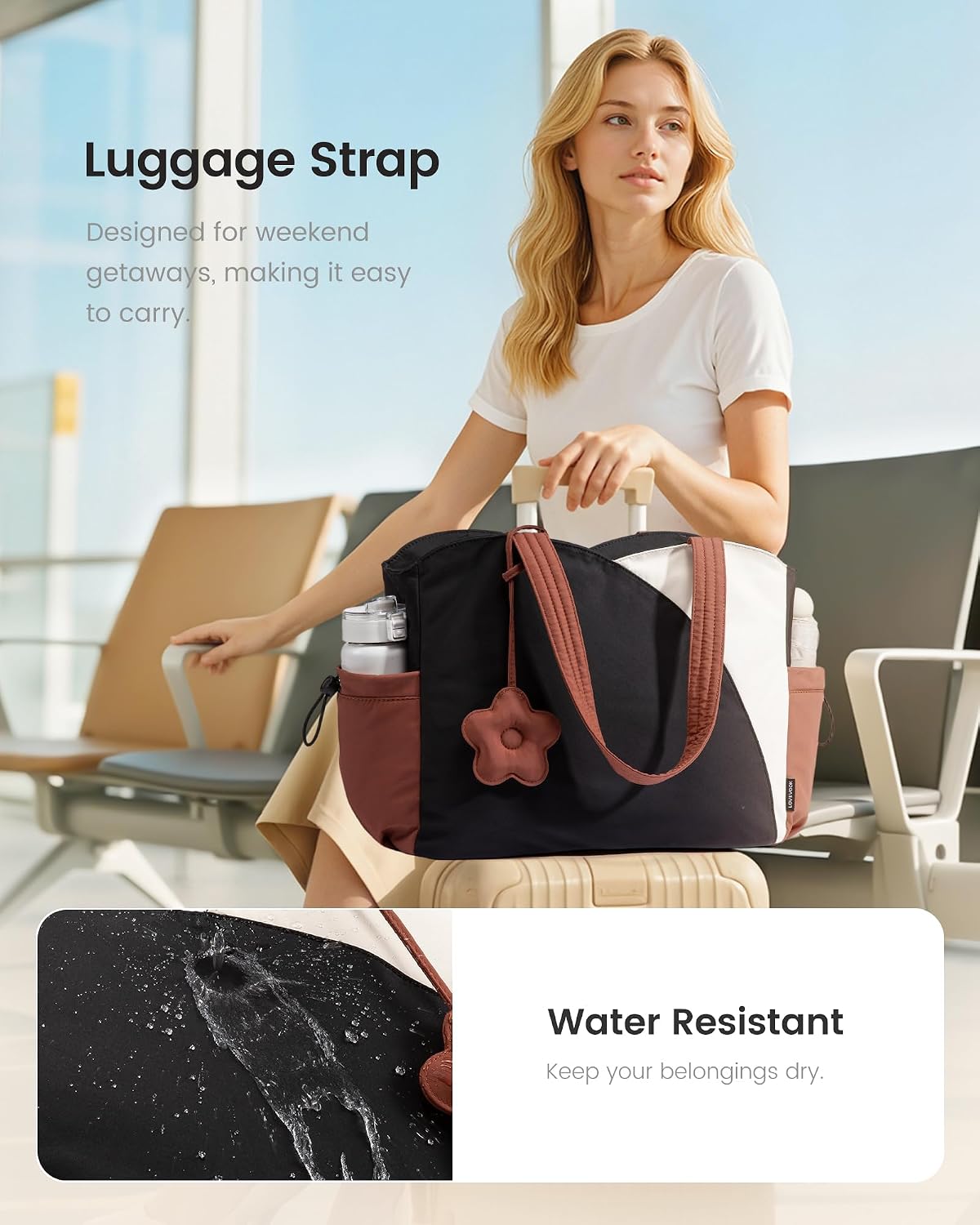 LOVEVOOK Tote Bag for Women, Puffer Work Bags with Zipper for Daily Travel College, Teacher Nurse Laptop Handbags Purses Gift