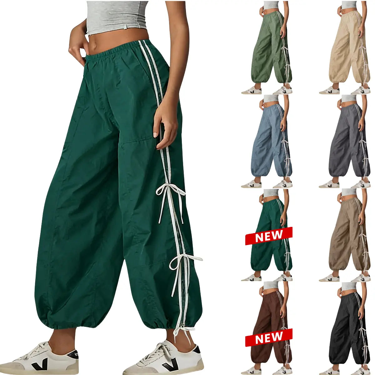 Yeokou Women Pants Elastic High Waist Full Twist Hiking Cargo Pants Basic Trousers Bottom  Womenswear Chic Summer