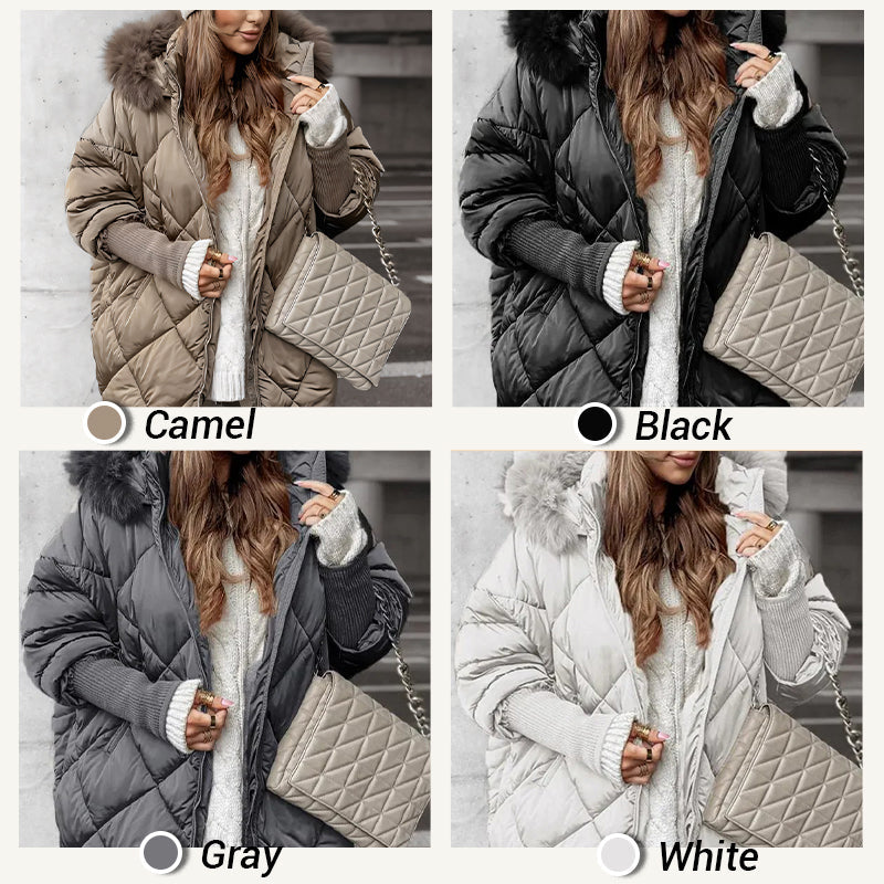 ✨Women’s Fashion Mid-length Parka 🧥 – Autumn And Winter Knit Sleeve Patchwork, Flattering Fit for Cold Days