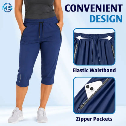 MovaStretch – Kühlende, schnelltrocknende Caprihose mit Reißverschlusstaschen