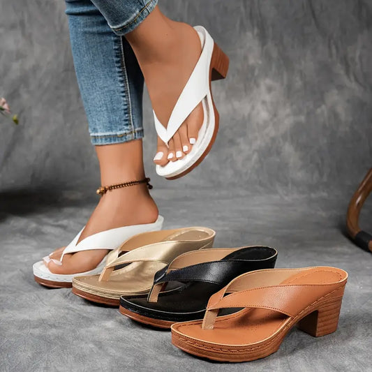 🔥Bestseller – Letzter Tag – 60 % RABATT🔥Damen-Sandalen mit klobigem Absatz, einfarbig (Kostenloser Versand)