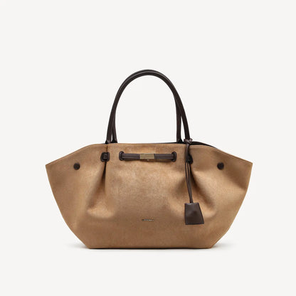 NEWBELLA Marella M Collapsible PU Leather Tote Bag with Magnetic Closure and Luggage Sleeve for Work and Travel #sohoch